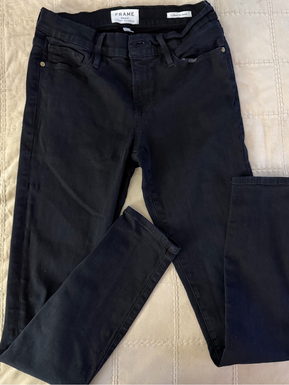 FRAME jeans Le Skinny de Jeanne size 26 Film Noir Black Stretch Skinny Made USA - Picture 1 of 10